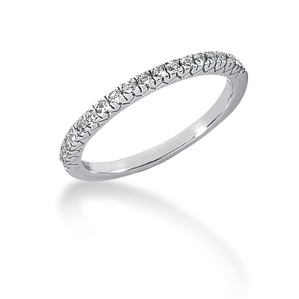 White Gold 14k Crafted Engraved Fishtail V Pave Diamond Wedding Ring Band