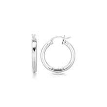 Load image into Gallery viewer, Sterling Silver Rhodium Plated Thick Style Polished Hoop Earrings (25mm)