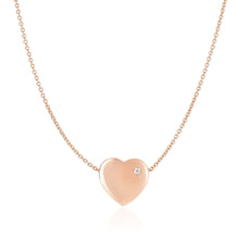 Load image into Gallery viewer, Rose Gold 14k Necklace with a Diamond Embellished Flat Heart Design &amp; Claw Lock