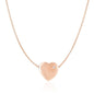 Rose Gold 14k Necklace with a Diamond Embellished Flat Heart Design & Claw Lock