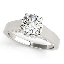 Load image into Gallery viewer, 14k White Gold Antique Style Solitaire Round Diamond Engagement Ring (1 cttw)