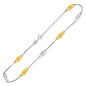 Yellow Gold 14k and Sterling Silver Anklet with Rounded Diamond Shape Stations