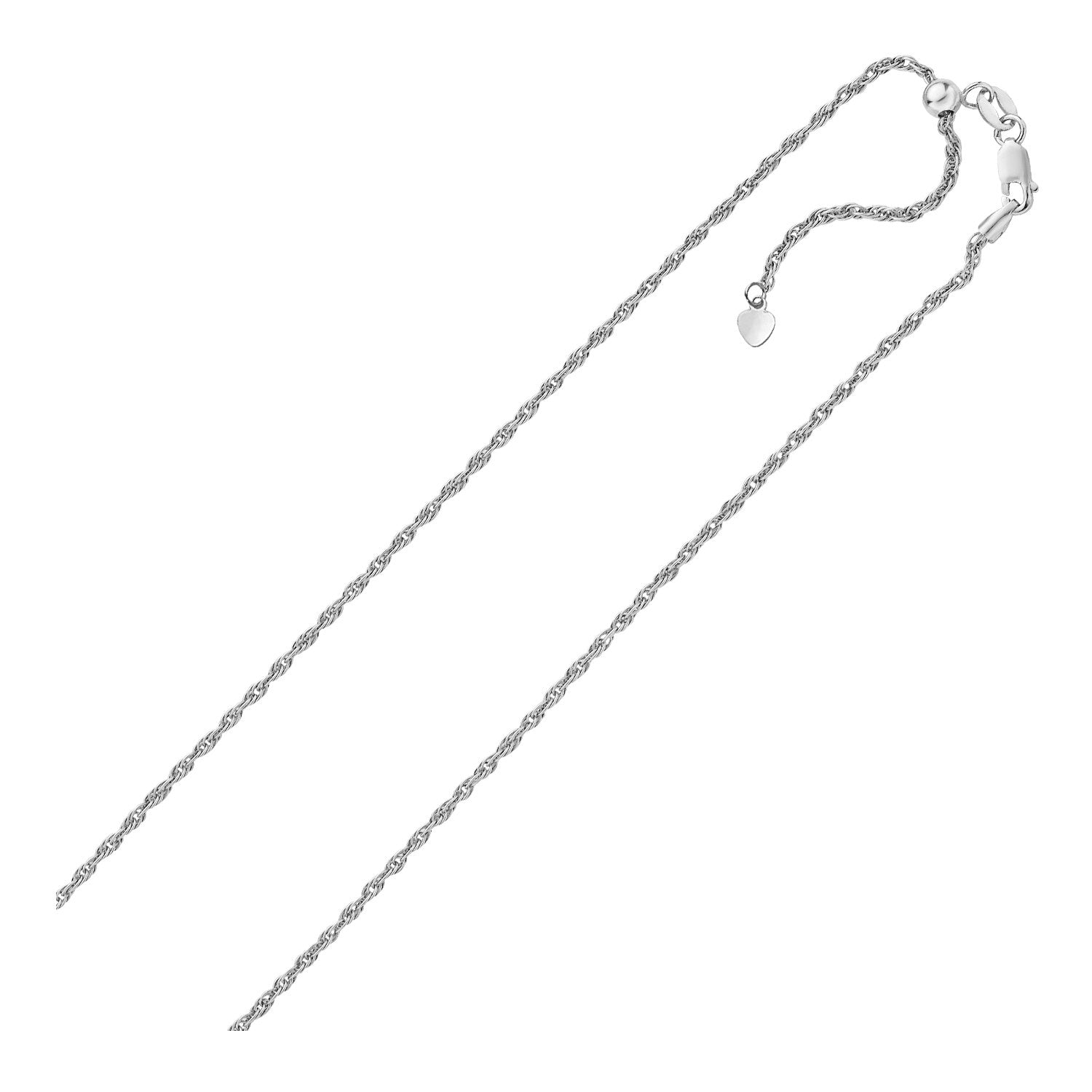 Sterling Silver 1.5mm Adjustable Rope Chain in Lobster Claw Lock