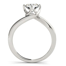 Load image into Gallery viewer, 14k White Gold Bypass Style Solitaire Round Diamond Engagement Ring (1 cttw)