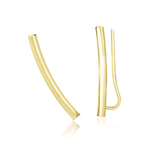Load image into Gallery viewer, Yellow Gold 14k Curved Tube Polished Earrings in French Wire