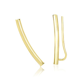 Yellow Gold 14k Curved Tube Polished Earrings in French Wire