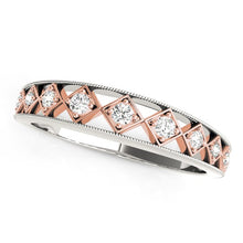 Load image into Gallery viewer, 14k White Gold And Rose Gold Unique Diamond Wedding Band (1/10 cttw)
