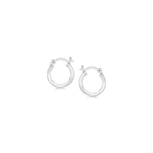 Load image into Gallery viewer, Sterling Silver Rhodium Plated Thin and Small Polished Hoop Earrings (10mm)