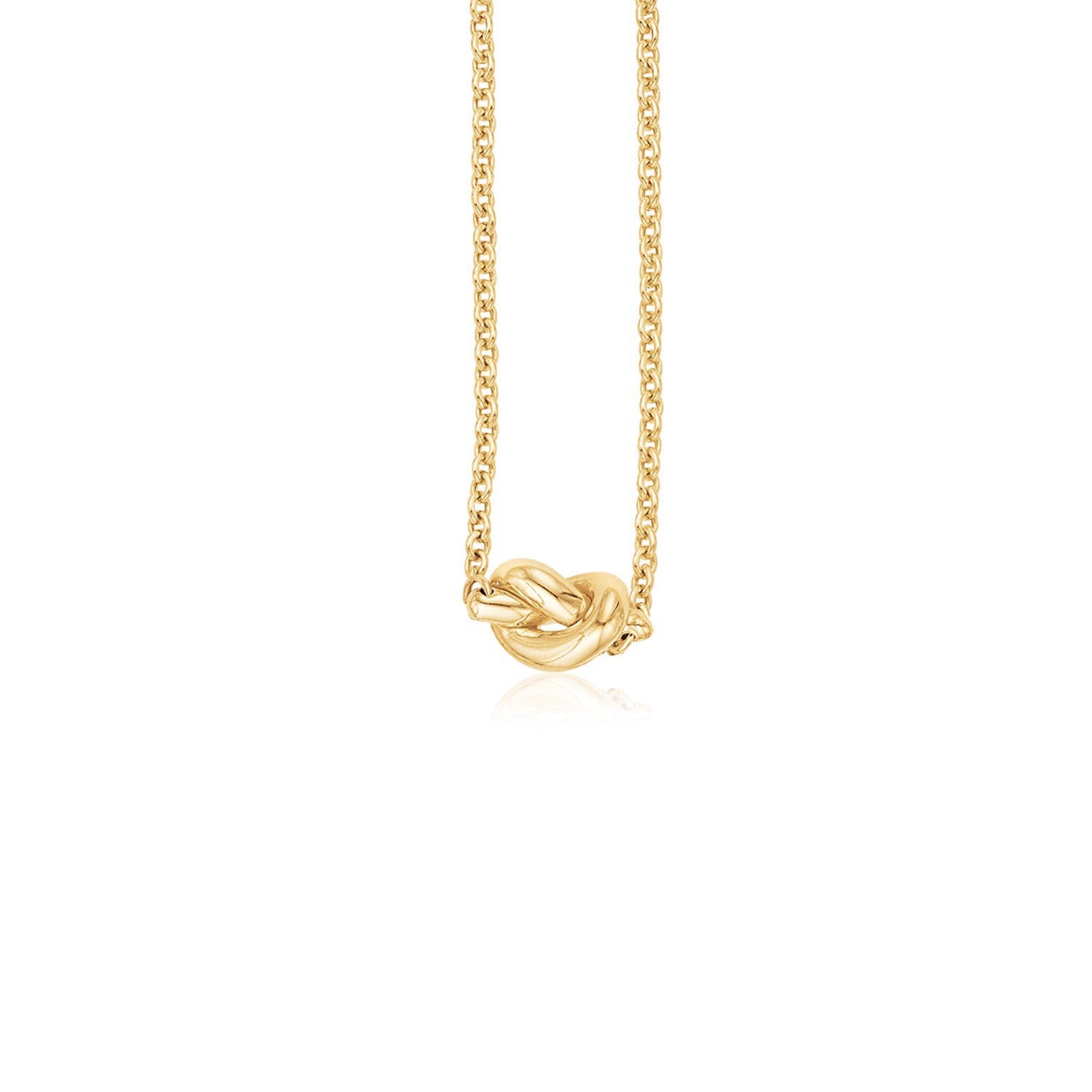 Yellow Gold 14k Chain Necklace with Polished Knot in Lobster Claw Lock