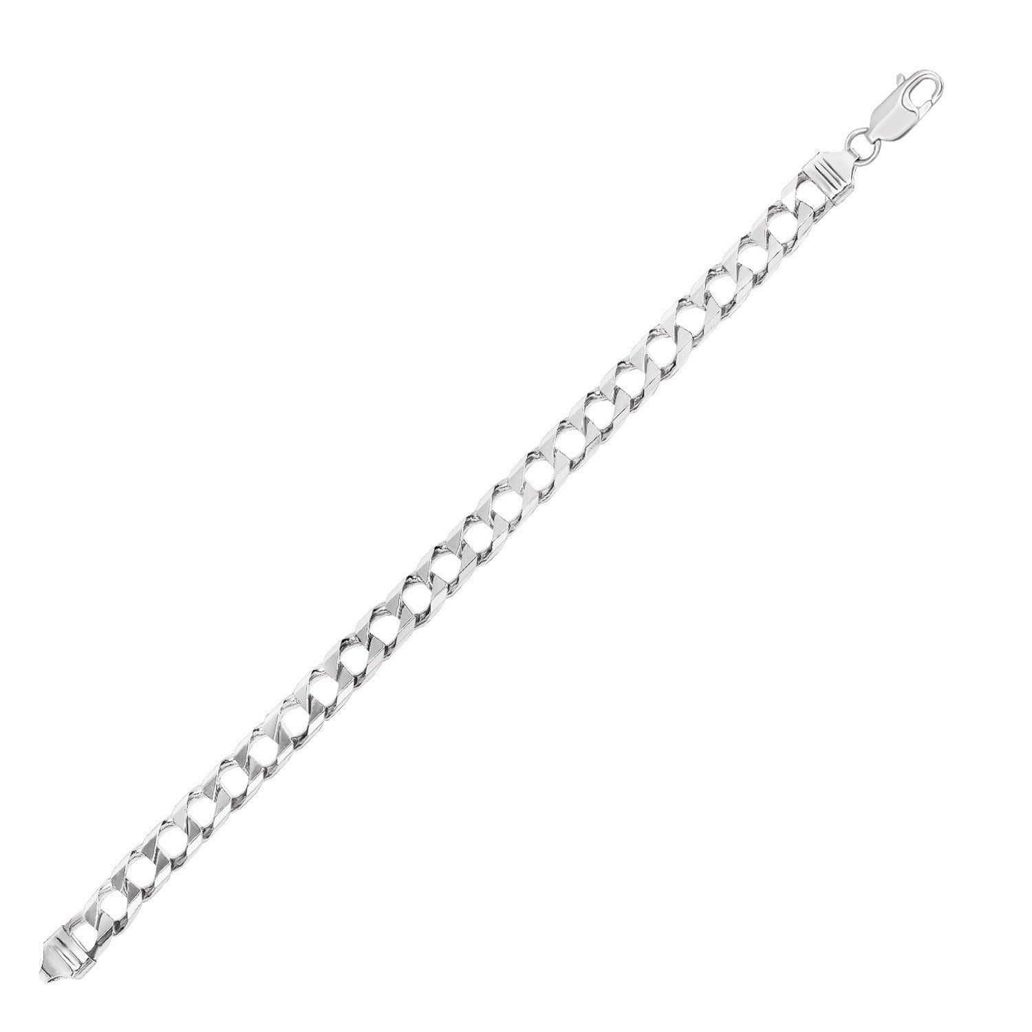 Sterling Silver Men's Bracelet in Cuban Curb Link Style in Lobster Claw Closure