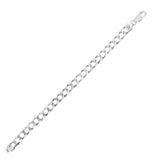 Sterling Silver Men's Bracelet in Cuban Curb Link Style in Lobster Claw Closure