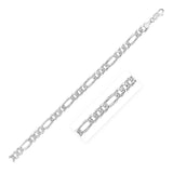 Sterling Silver 7.2mm Rhodium Plated Classic Figaro Chain in Lobster Closure