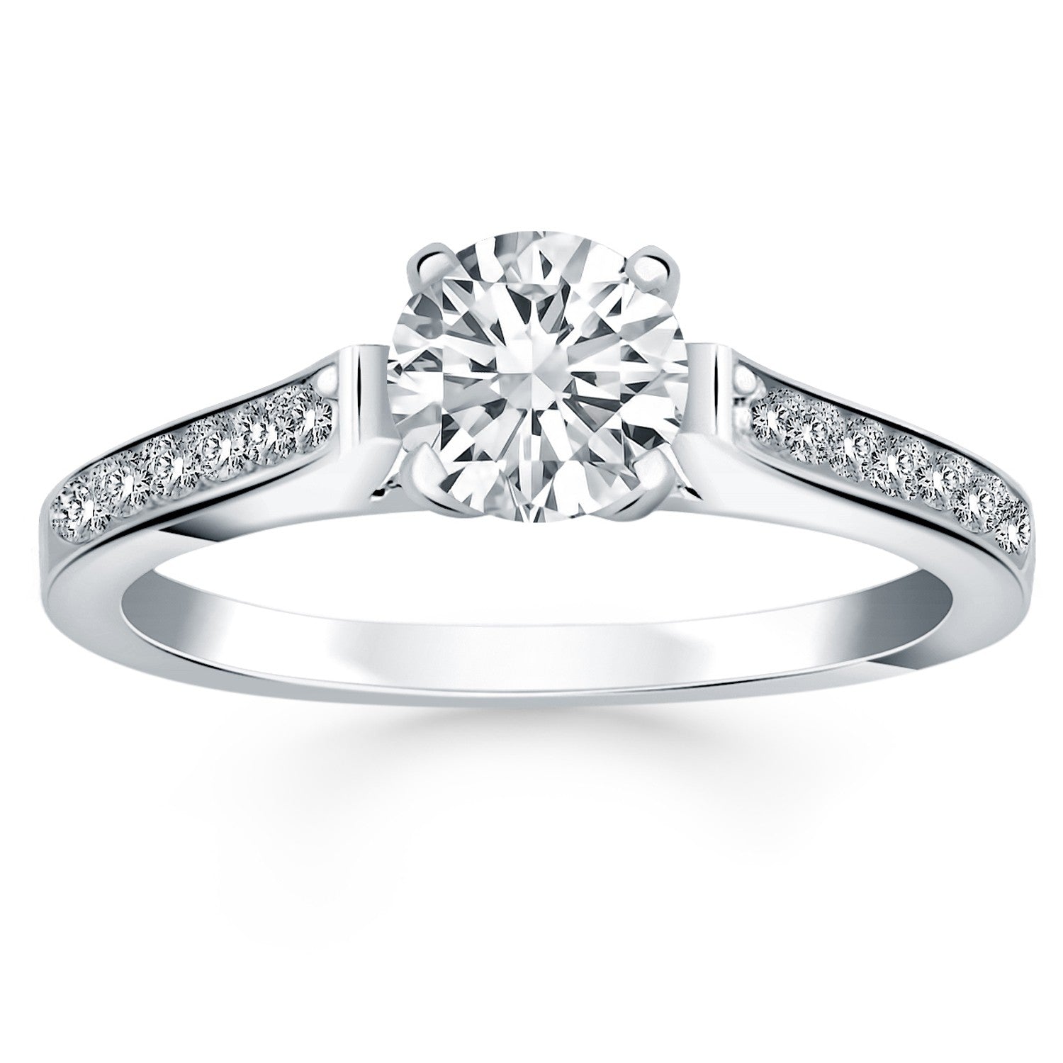 White Gold 14k Classic Pave Diamond Cathedral Engagement Ring