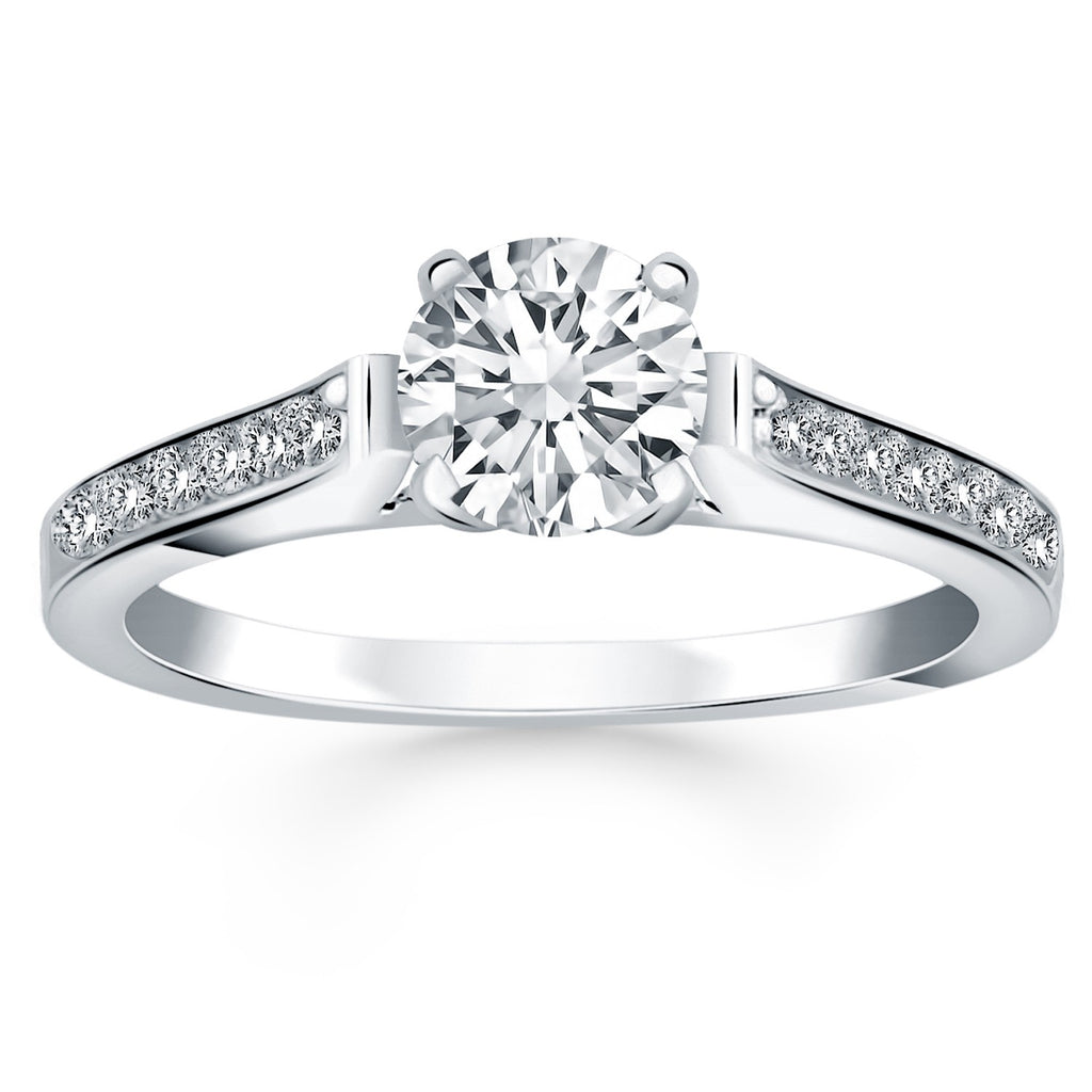 White Gold 14k Classic Pave Diamond Cathedral Engagement Ring