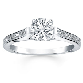 White Gold 14k Classic Pave Diamond Cathedral Engagement Ring
