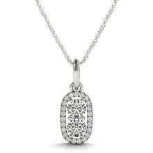 Load image into Gallery viewer, White Gold 14k Outer Oval Shaped Two Stone Diamond Pendant in Spring Ring Clasp