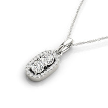 Load image into Gallery viewer, White Gold 14k Outer Oval Shaped Two Stone Diamond Pendant in Spring Ring Clasp