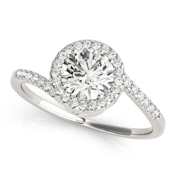 White Gold 14k Halo Classic Design Bypass Round Diamond Engagement Ring 5/8 cttw