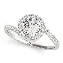 Load image into Gallery viewer, White Gold 14k Halo Classic Design Bypass Round Diamond Engagement Ring 5/8 cttw