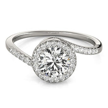 Load image into Gallery viewer, White Gold 14k Halo Classic Design Bypass Round Diamond Engagement Ring 5/8 cttw