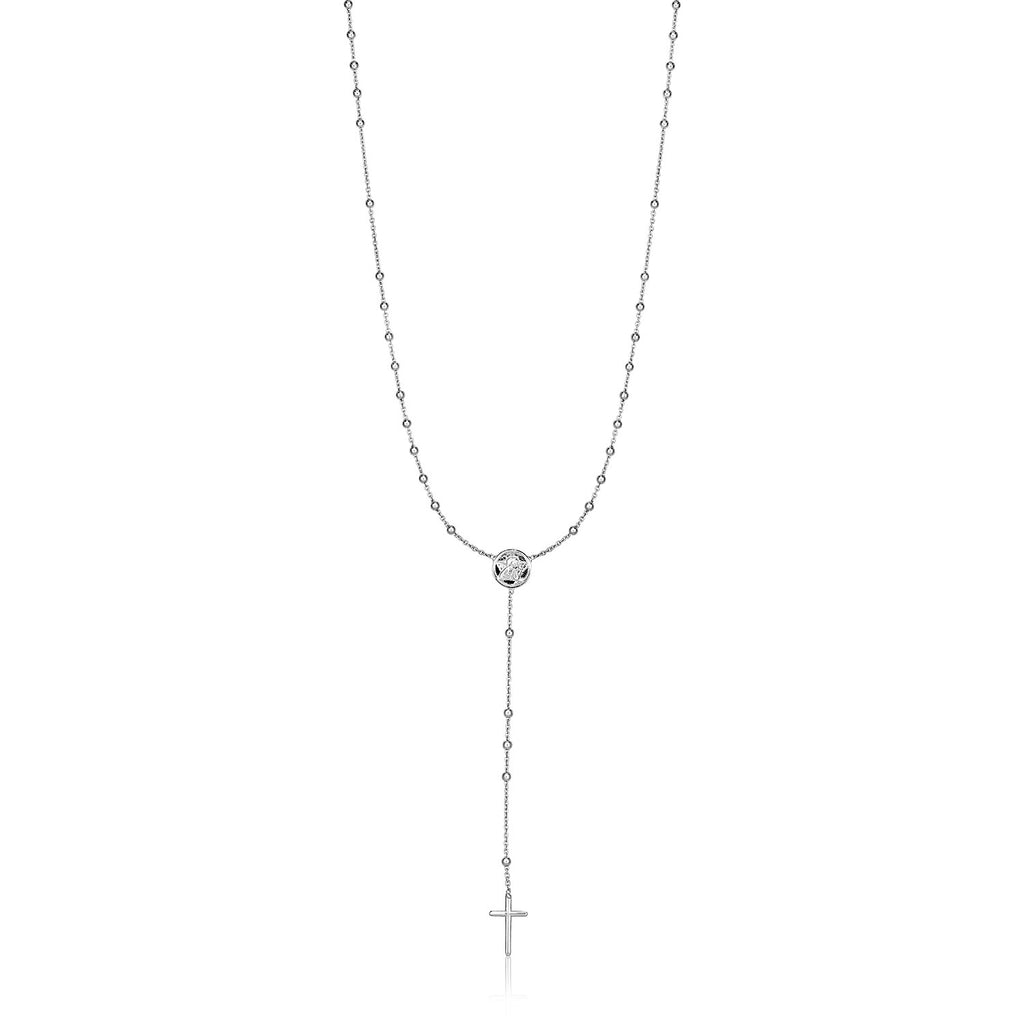 Sterling Silver Rosary Style Lariat Necklace