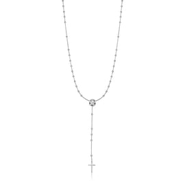 Sterling Silver Rosary Style Lariat Necklace