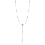 Sterling Silver Rosary Style Lariat Necklace