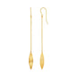 Yellow Gold 14k Textured Marquise Shaped Long Drop Earrings in French Wire