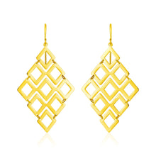 Load image into Gallery viewer, Yellow Gold 14k Earrings with Polished Open Diamond Motifs in French Wire
