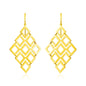 Yellow Gold 14k Earrings with Polished Open Diamond Motifs in French Wire
