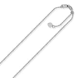 White Gold 14k 1.1 mm Singapore Style Adjustable Chain in Lobster Claw Lock