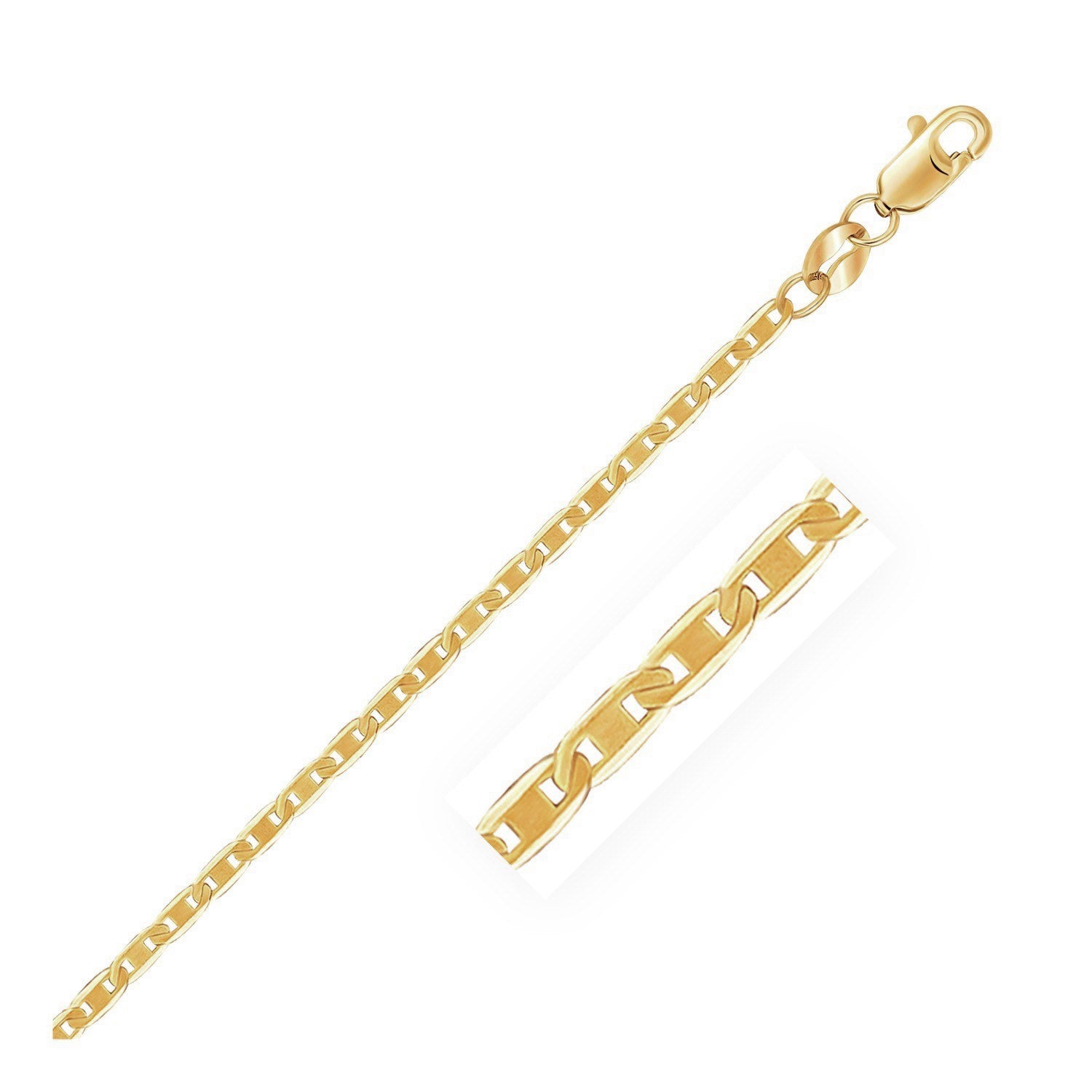 Yellow Gold 10k 1.7mm Mariner Link Bracelet in Lobster Claw Lock
