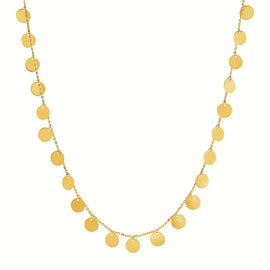 Yellow Gold 14k Choker Necklace with Polished Discs in Lobster Claw Lock