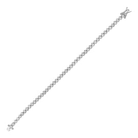 Sterling Silver Tennis Bracelet with Round Cubic Zirconia in Box With Tongue Clasp