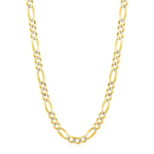 Load image into Gallery viewer, Yellow Gold 14k 6.0mm Solid Pave Figaro Chain in Lobster Closure