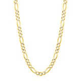 Yellow Gold 14k 6.0mm Solid Pave Figaro Chain in Lobster Closure
