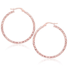 Load image into Gallery viewer, Rose Gold 10k Large Textured Hoop Earrings in Snap Lock