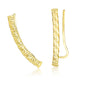 Yellow Gold 14k Curved Tube Earrings with Diamond Cuts in French Wire
