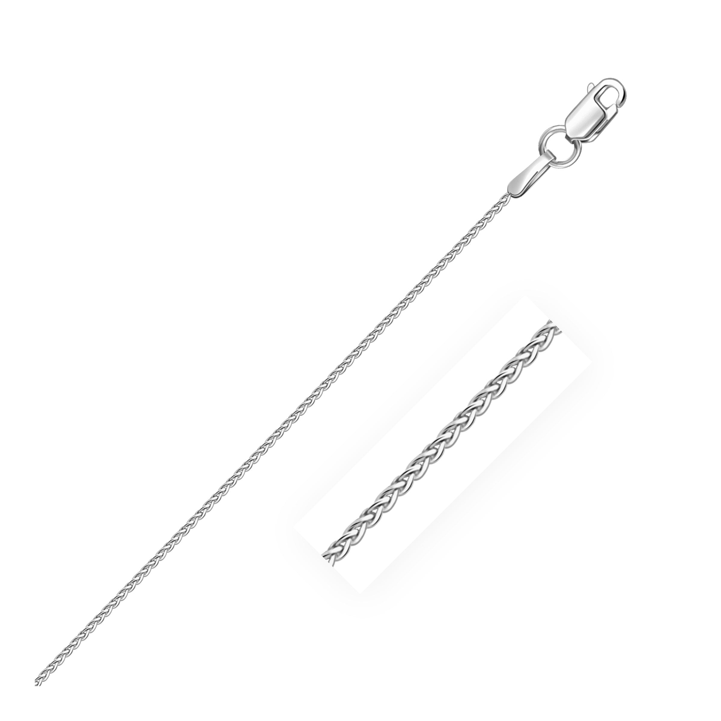 White Gold 14k 1.0mm Round Wheat Chain in Lobster Claw Lock