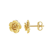 Load image into Gallery viewer, Yellow Gold 14k Post Earrings with Roses in Push Back Backing