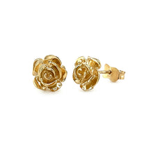 Load image into Gallery viewer, Yellow Gold 14k Post Earrings with Roses in Push Back Backing