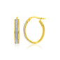 Two-Tone Gold 14k Glitter Center Oval Hoop Earrings in Snap Lock