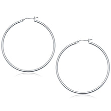 Load image into Gallery viewer, White Gold 10k 50 mm Polished Hoop Earrings in Snap Lock