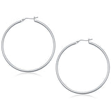 White Gold 10k 50 mm Polished Hoop Earrings in Snap Lock