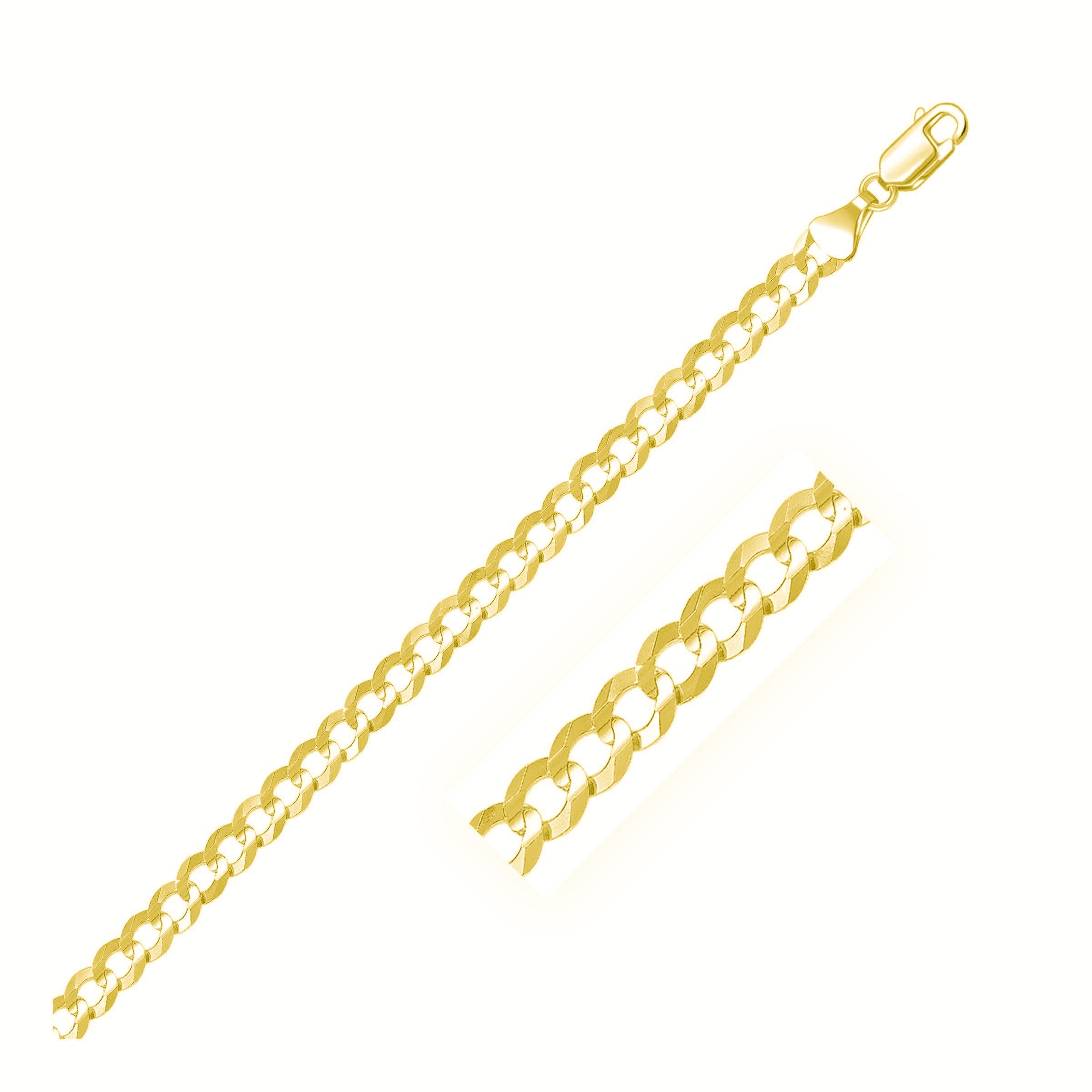 Yellow Gold 14k 5.7mm Solid Curb Chain in Lobster Closure