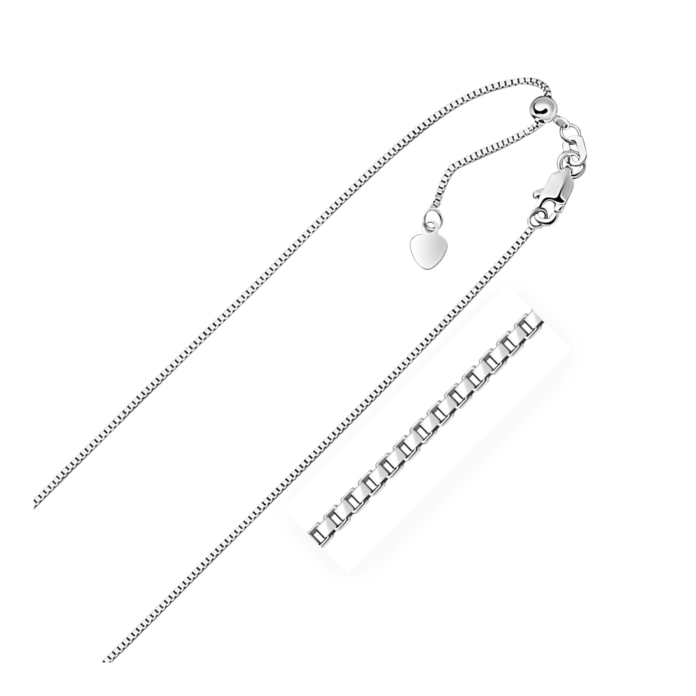 White Gold 14k Adjustable Box Chain 0.85mm in Lobster Closure