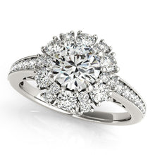 Load image into Gallery viewer, White Gold 14k Antique Style Halo Round Diamond Engagement Ring 2 cttw Ideal Any Ocassions