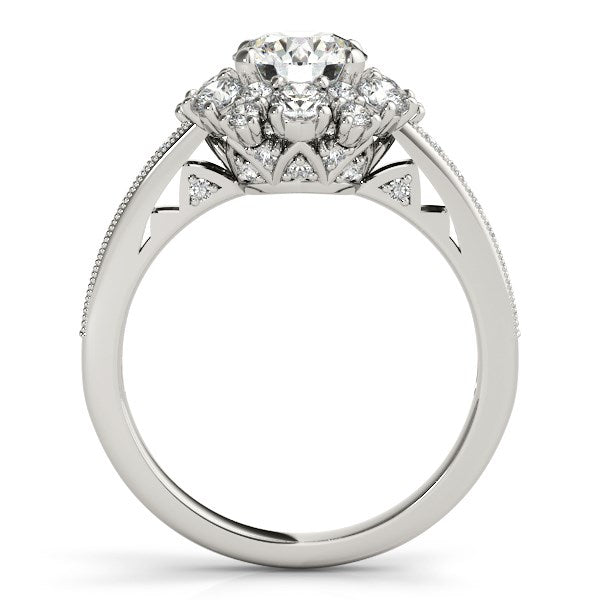 White Gold 14k Antique Style Halo Round Diamond Engagement Ring 2 cttw Ideal Any Ocassions