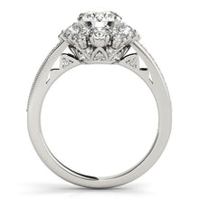Load image into Gallery viewer, White Gold 14k Antique Style Halo Round Diamond Engagement Ring 2 cttw Ideal Any Ocassions