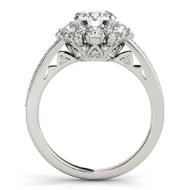 White Gold 14k Antique Style Halo Round Diamond Engagement Ring 2 cttw Ideal Any Ocassions
